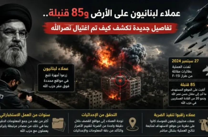 85 قنبلة في دقيقة واحدة.. كيف رصد عملاء الموساد مقتل نصر الله بأعينهم؟
